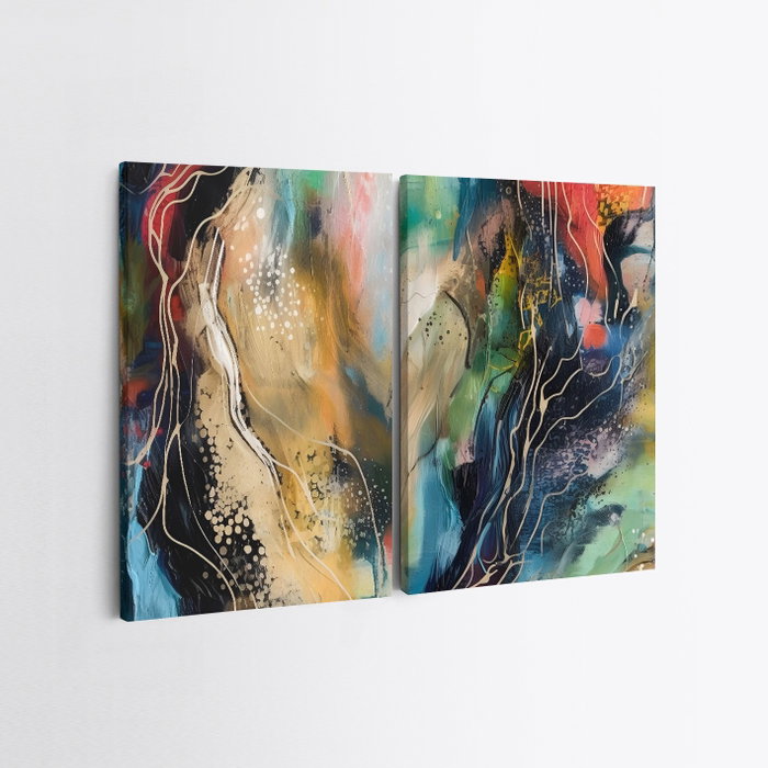 Wallity Conjunto de 2 Lienzos Decorativos Multicolor 70 x 100 cm